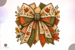 Fall Patchwork Bow PNG,Rustic Burlap Floral Autumn Design Product Image 2