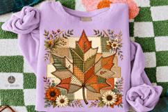 Fall Patchwork Leaf PNG,Rustic Burlap Maple Design Product Image 1