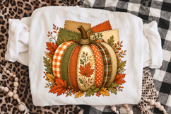 Fall Patchwork Pumpkin PNG,Rustic Burlap Autumn Design Product Image 3