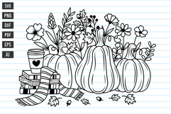 Bookish Fall Svg Pumpkin With Flower Svg Autumn Pumpkin Svg Product Image 1