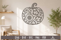 Fall Pumpkin Floral Wall Decor SVG Laser Cut design