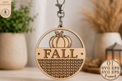 Fall Pumpkin Laser Cut File SVG, Round Ornament SVG Product Image 1
