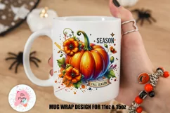 Fall Pumpkin Mug Wrap For 11 oz and 15 oz, 3d Mug, Funny Quotes Png