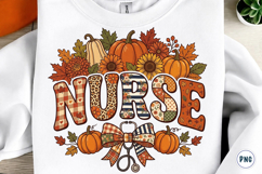 Fall Pumpkin Nurse PNG Glitter Bow Png Product Image 1