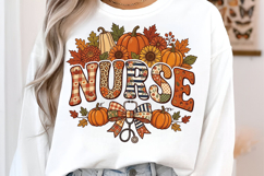Fall Pumpkin Nurse PNG Glitter Bow Png Product Image 2