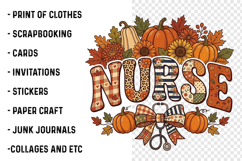 Fall Pumpkin Nurse PNG Glitter Bow Png Product Image 3