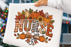 Fall Pumpkin Nurse PNG Glitter Bow Png Product Image 4