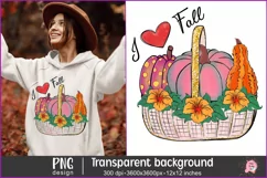 This is a digital PNG file a with cute basket with colorful pumpkins.