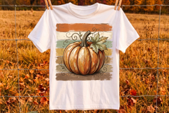Fall Pumpkin Png, Rustic Autumn Pumpkin Brushstroke Design Product Image 2