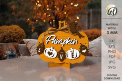Fall Pumpkin Sign Laser Cut. Fall Decor SVG Product Image 1