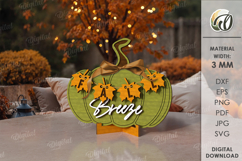Fall Pumpkin Sign Laser Cut. Fall Decor SVG Product Image 1