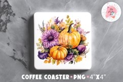 Pumpkin Square Coaster, Coffee Square Coaster Sublimation Png,  Square Coaster Png
