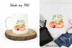Autumn pumpkins with flowers. Sublimation design Product Image 2