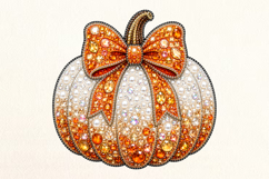 Fall Pumpkin with Bow Bling Sublimation PNG Product Image 1