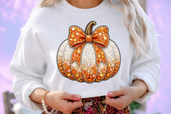 Fall Pumpkin with Bow Bling Sublimation PNG Product Image 2