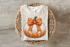 Fall Pumpkin with Bow Bling Sublimation PNG Product Image 6