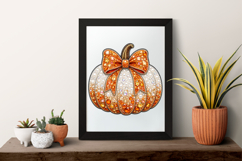 Fall Pumpkin with Bow Bling Sublimation PNG Product Image 7
