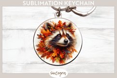 Fall Raccoon Animal v1 Round Keychain Sublimation Product Image 1