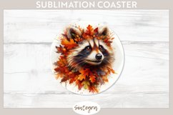 Fall Raccoon Animal v1 Round Coaster Sublimation Product Image 1