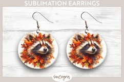 Fall Raccoon Animal v1 Round Earrings Sublimation Product Image 1