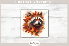 Fall Raccoon Animal v1 Square Coaster Sublimation Product Image 1