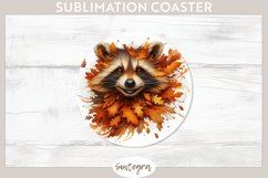 Fall Raccoon Animal v2 Round Coaster Sublimation Product Image 1
