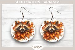 Fall Raccoon Animal v2 Round Earrings Sublimation Product Image 1