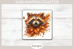 Fall Raccoon Animal v2 Square Coaster Sublimation Product Image 1
