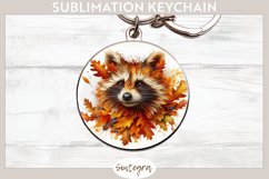 Fall Raccoon Animal v3 Round Keychain Sublimation Product Image 1