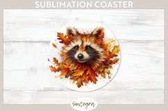 Fall Raccoon Animal v3 Round Coaster Sublimation Product Image 1