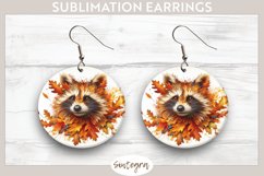 Fall Raccoon Animal v3 Round Earrings Sublimation Product Image 1