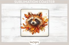 Fall Raccoon Animal v3 Square Coaster Sublimation Product Image 1
