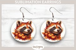 Fall Raccoon Animal v4 Round Earrings Sublimation Product Image 1