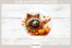 Fall Raccoon Animal v5 Round Coaster Sublimation Product Image 1