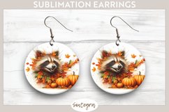 Fall Raccoon Animal v5 Round Earrings Sublimation Product Image 1