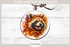 Fall Raccoon Animal v6 Round Keychain Sublimation Product Image 1