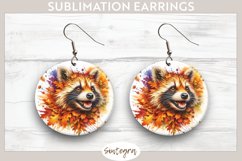 Fall Raccoon Animal v6 Round Earrings Sublimation Product Image 1