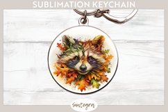 Fall Raccoon Animal v7 Round Keychain Sublimation Product Image 1