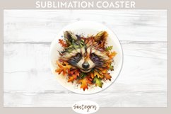 Fall Raccoon Animal v7 Round Coaster Sublimation Product Image 1