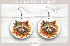 Fall Raccoon Animal v7 Round Earrings Sublimation Product Image 1