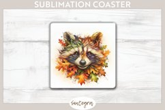 Fall Raccoon Animal v7 Square Coaster Sublimation Product Image 1