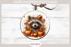 Fall Raccoon Animal v8 Round Keychain Sublimation Product Image 1