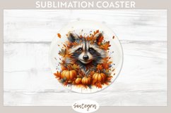 Fall Raccoon Animal v8 Round Coaster Sublimation Product Image 1