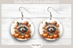 Fall Raccoon Animal v8 Round Earrings Sublimation Product Image 1