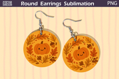 Fall Round Earrings | Pumpkin Autumn Leaves Earrings Product Image 1