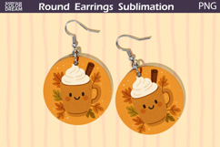 Fall Round Earrings | Pumpkin Latte Autumn Leaves Earrings Product Image 1