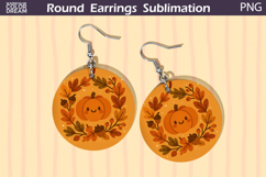 Fall Round Earrings | Pumpkin Autumn Leaves Earrings Product Image 1