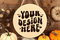Halloween Wood Round Sign, Round Sign Mockup, Halloween JPG Product Image 1