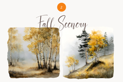 Watercolor Fall clipart - Watercolor Autumn nature scenery Product Image 1