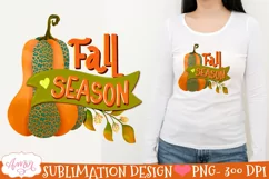 fall season banner with a teal pumpkin design for sublimation 